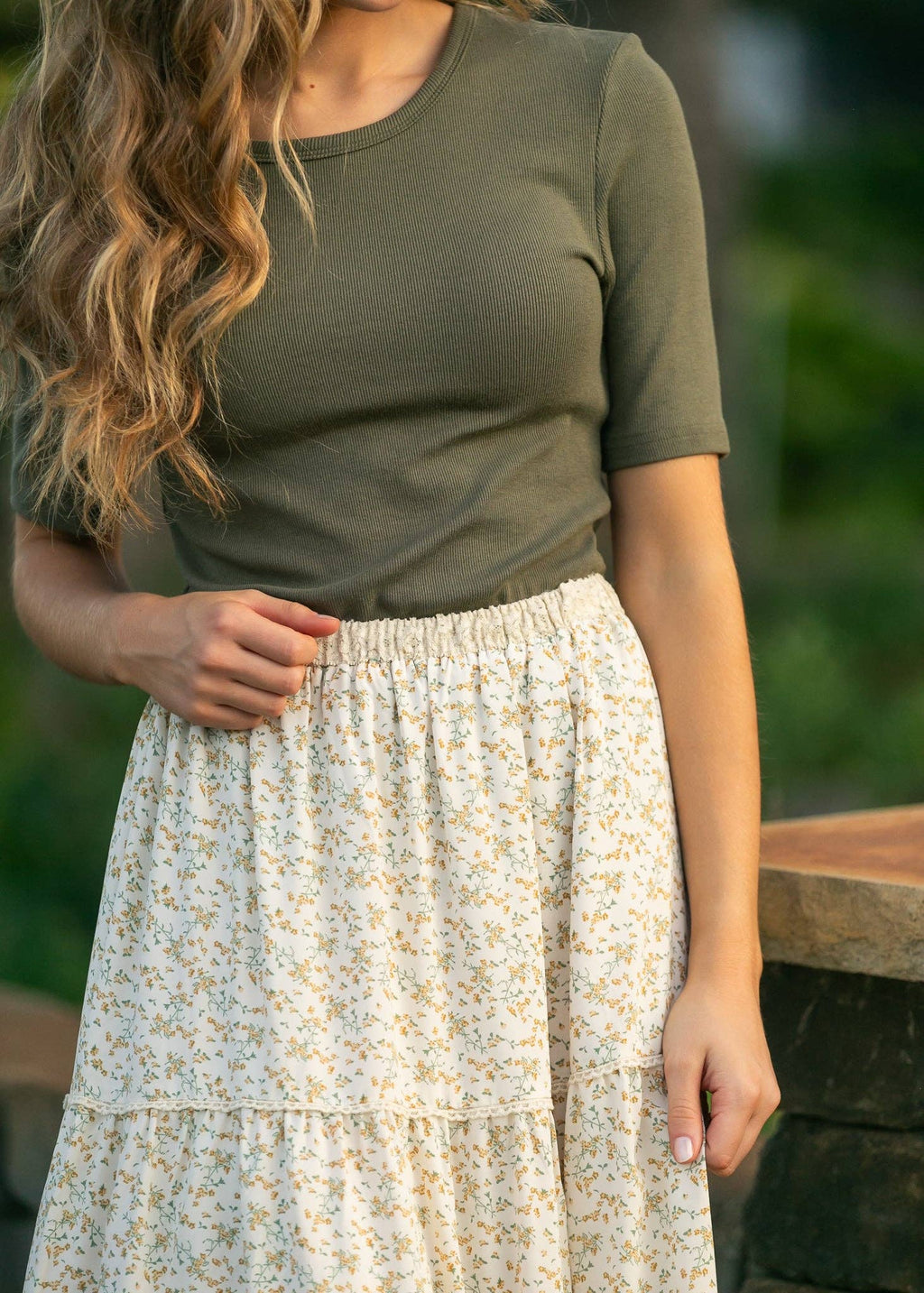 Wilder Lace Tier Floral Maxi Skirt