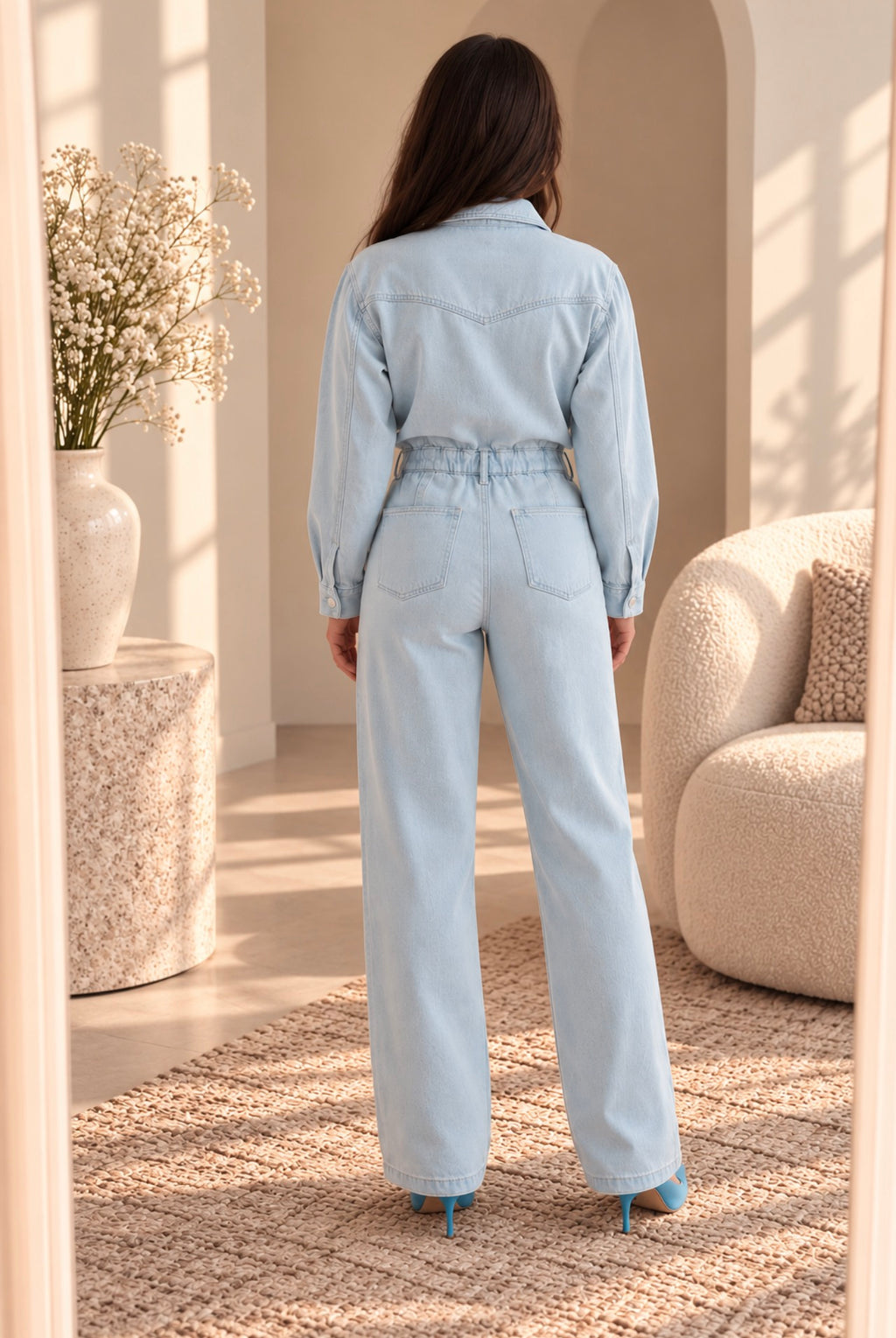WeWoreWhat Women's Denim Blue Jumpsuit