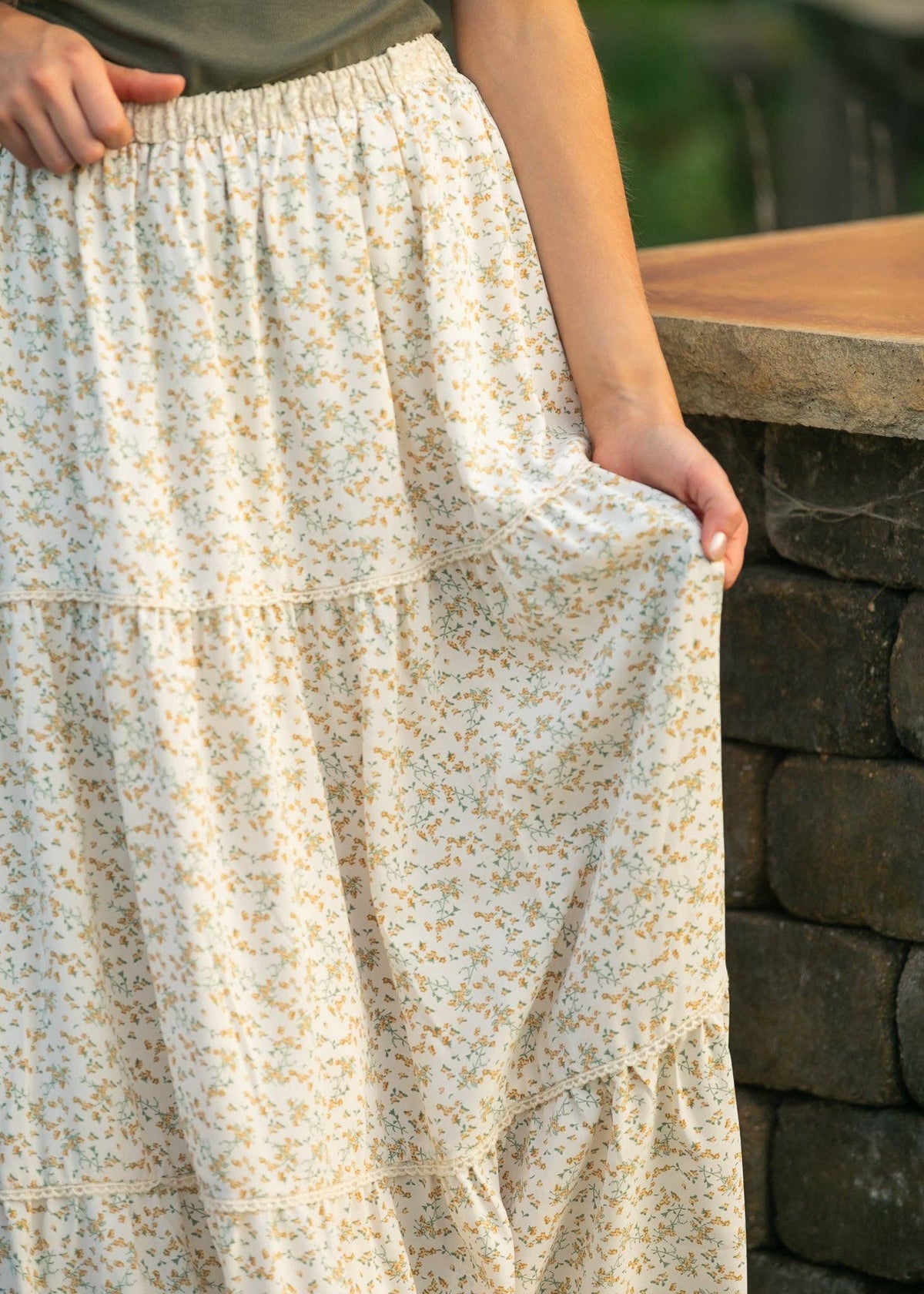 Wilder Lace Tier Floral Maxi Skirt